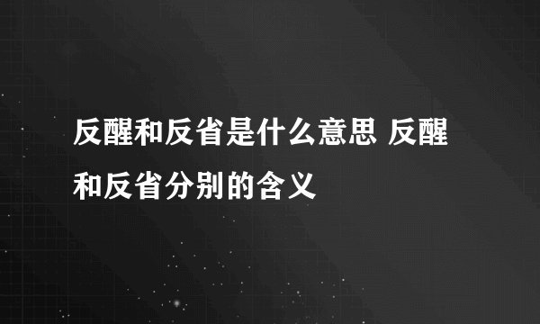 反醒和反省是什么意思 反醒和反省分别的含义