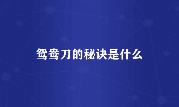 鸳鸯刀的秘诀是什么
