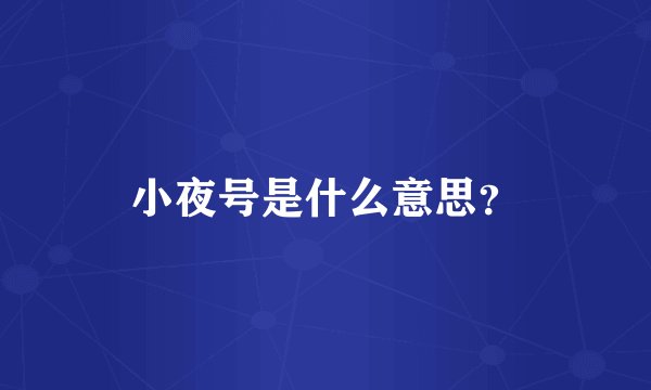 小夜号是什么意思？