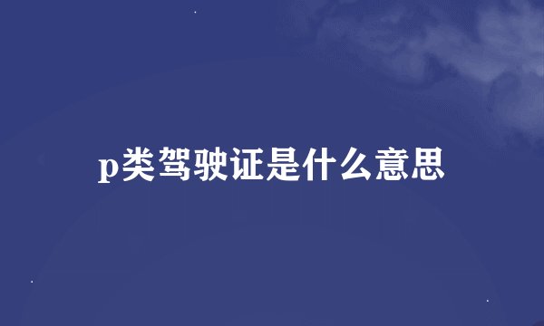 p类驾驶证是什么意思
