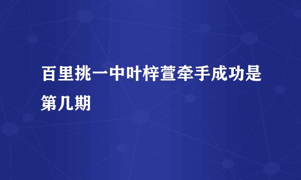百里挑一中叶梓萱牵手成功是第几期