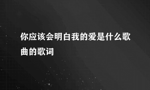 你应该会明白我的爱是什么歌曲的歌词