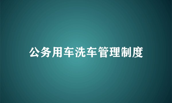 公务用车洗车管理制度