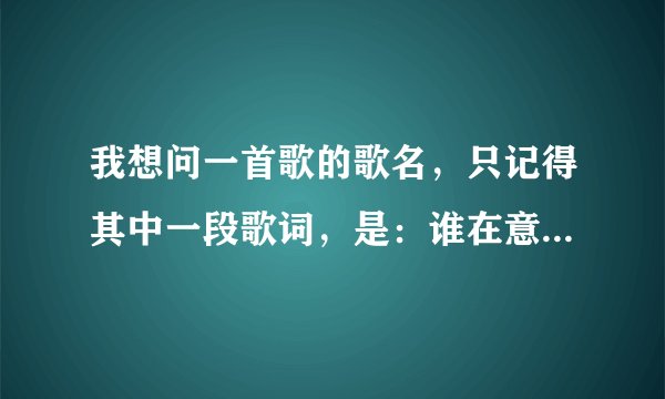 我想问一首歌的歌名，只记得其中一段歌词，是：谁在意我的心里有多苦.
