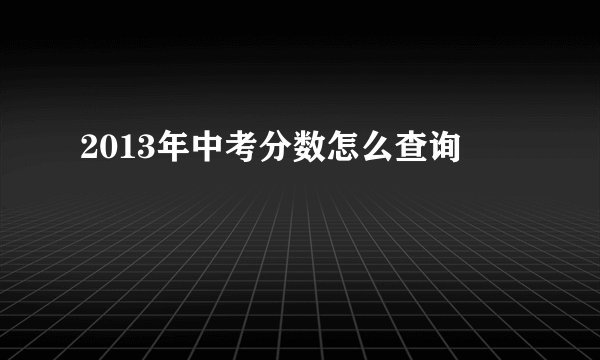 2013年中考分数怎么查询