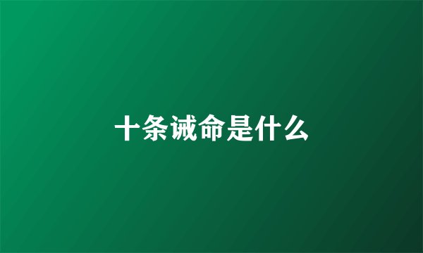 十条诫命是什么