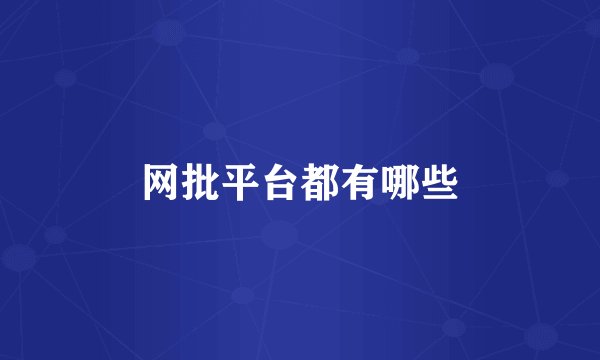 网批平台都有哪些