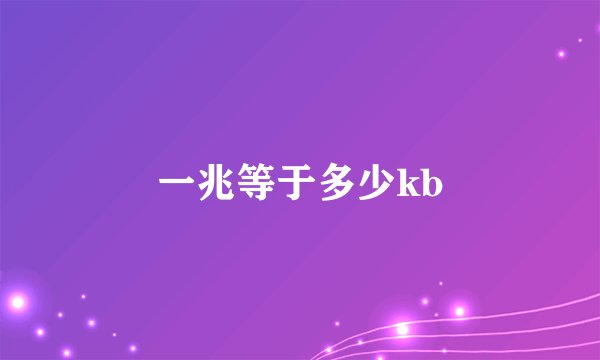 一兆等于多少kb