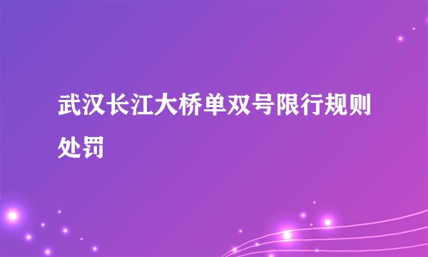 武汉长江大桥单双号限行规则处罚