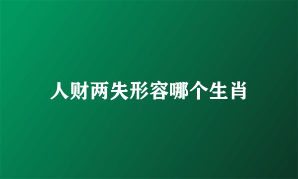 人财两失形容哪个生肖