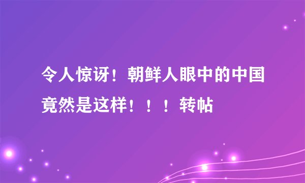 令人惊讶!朝鲜人眼中的中国竟然是这样!!!转帖