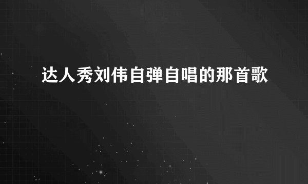 达人秀刘伟自弹自唱的那首歌