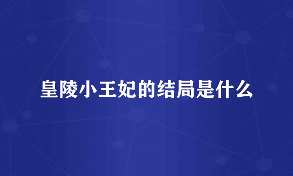 皇陵小王妃的结局是什么