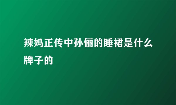辣妈正传中孙俪的睡裙是什么牌子的
