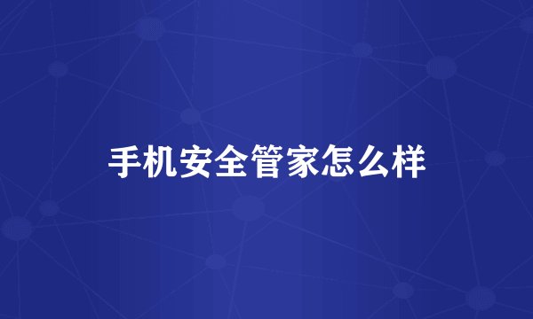 手机安全管家怎么样