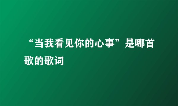 “当我看见你的心事”是哪首歌的歌词