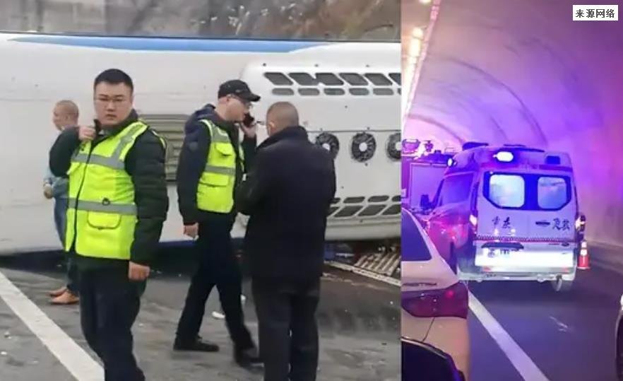载53人客车在重庆侧翻 3死23人送医治疗