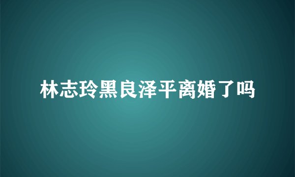 林志玲黑良泽平离婚了吗