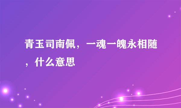 青玉司南佩，一魂一魄永相随，什么意思