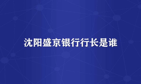 沈阳盛京银行行长是谁