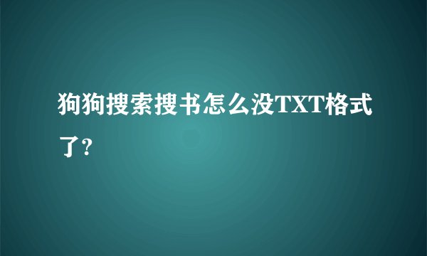 狗狗搜索搜书怎么没TXT格式了?