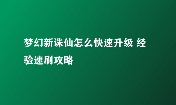 梦幻新诛仙怎么快速升级 经验速刷攻略