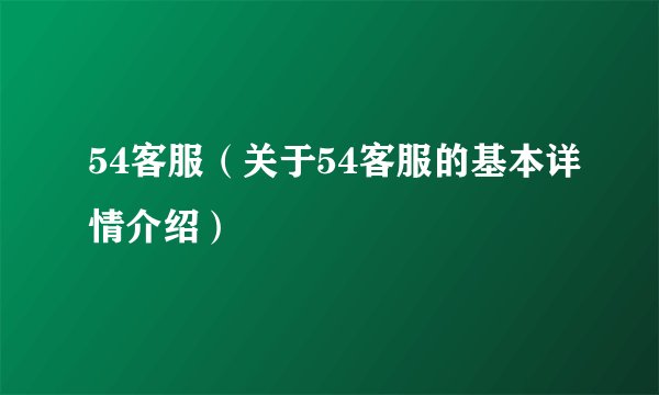 54客服(关于54客服的基本详情介绍)