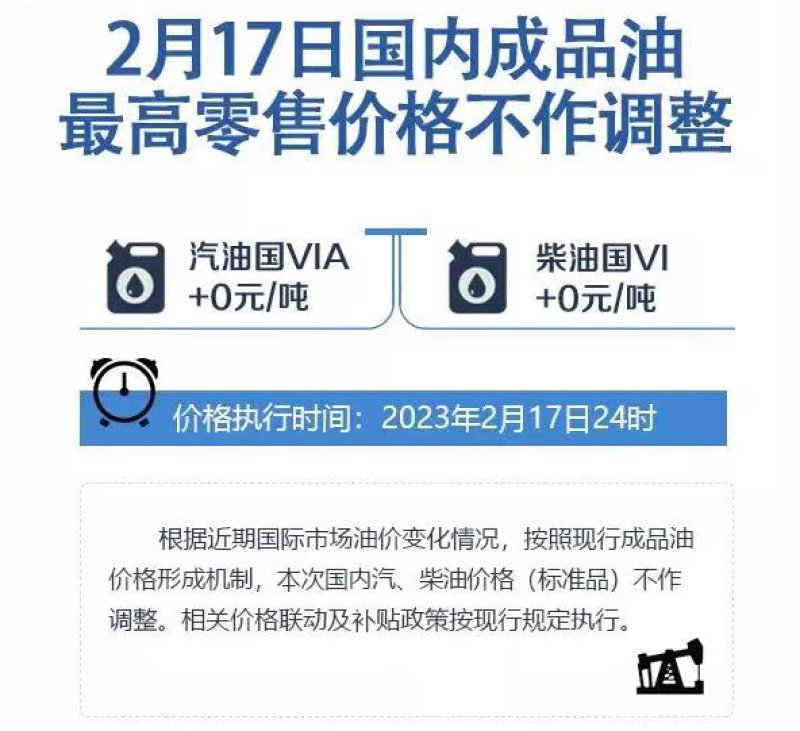 2月17日国内成品油价格不作调整 将维持原价