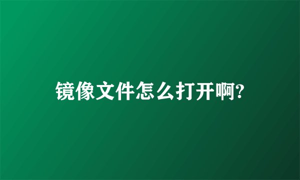 镜像文件怎么打开啊?
