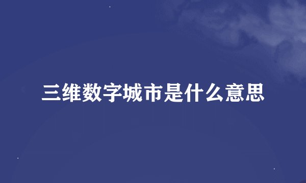 三维数字城市是什么意思