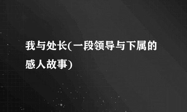 我与处长(一段领导与下属的感人故事)