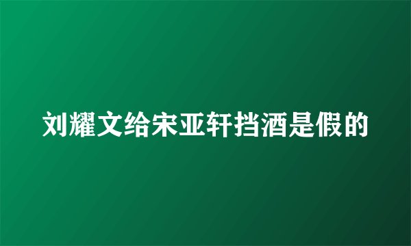 刘耀文给宋亚轩挡酒是假的