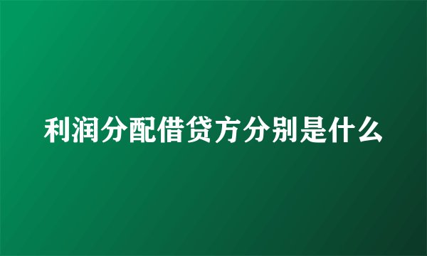 利润分配借贷方分别是什么