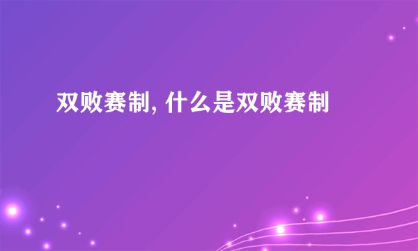 双败赛制, 什么是双败赛制