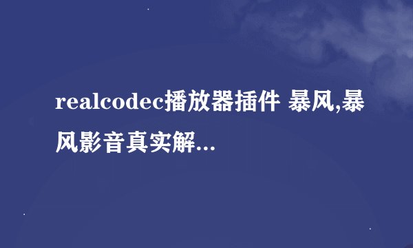 realcodec播放器插件 暴风,暴风影音真实解码器下载