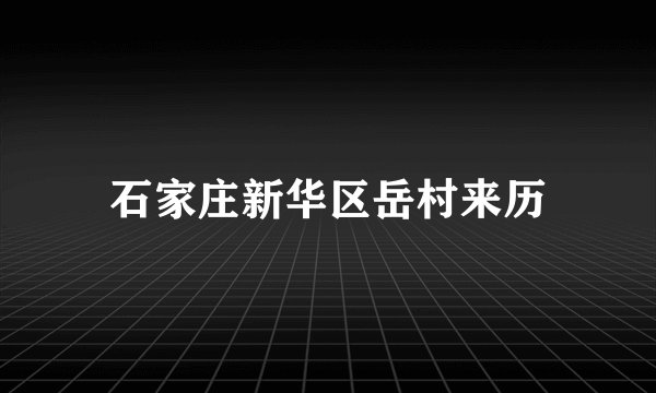 石家庄新华区岳村来历