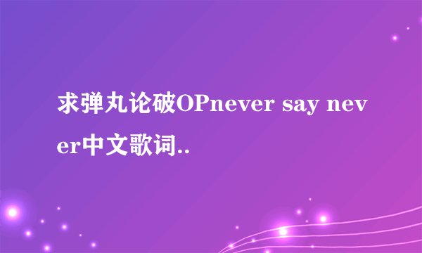 求弹丸论破OPnever say never中文歌词..