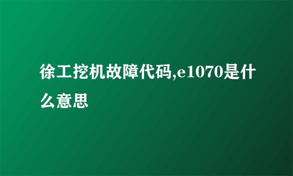 徐工挖机故障代码,e1070是什么意思