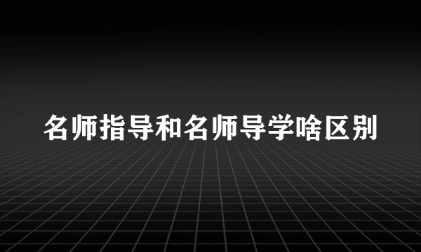 名师指导和名师导学啥区别