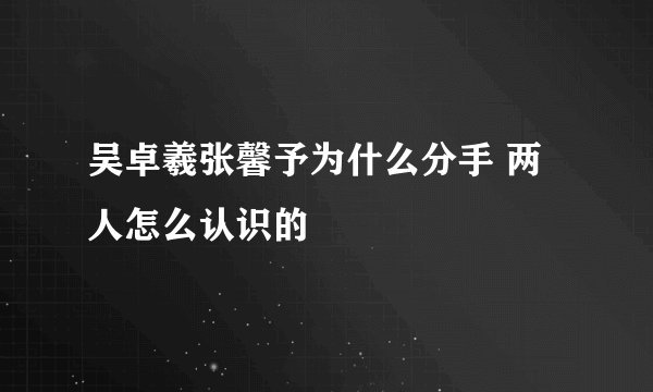 吴卓羲张馨予为什么分手 两人怎么认识的