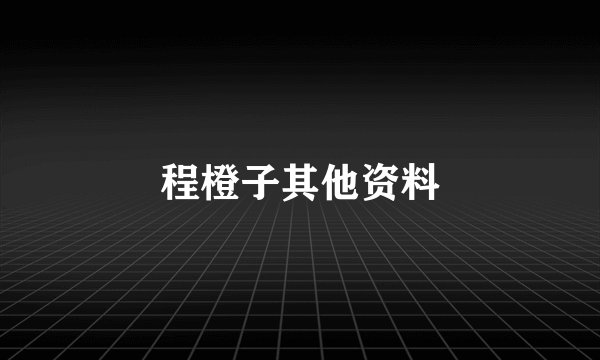 程橙子其他资料