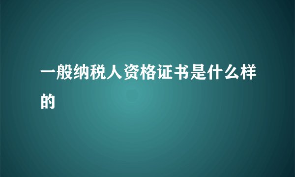 一般纳税人资格证书是什么样的