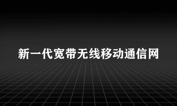 新一代宽带无线移动通信网