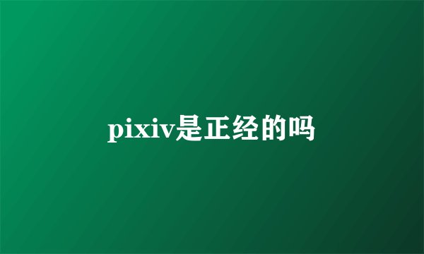 pixiv是正经的吗