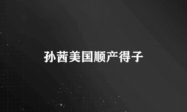 孙茜美国顺产得子