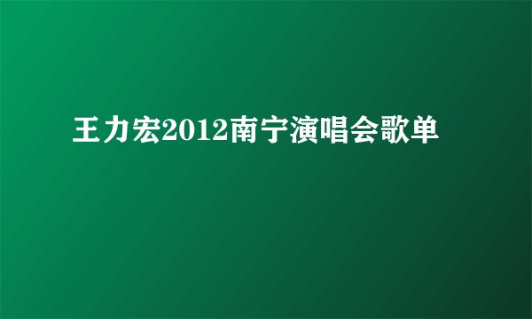 王力宏2012南宁演唱会歌单