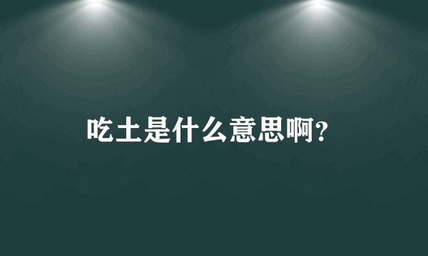 吃土是什么意思啊？