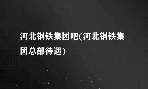 河北钢铁集团吧(河北钢铁集团总部待遇)