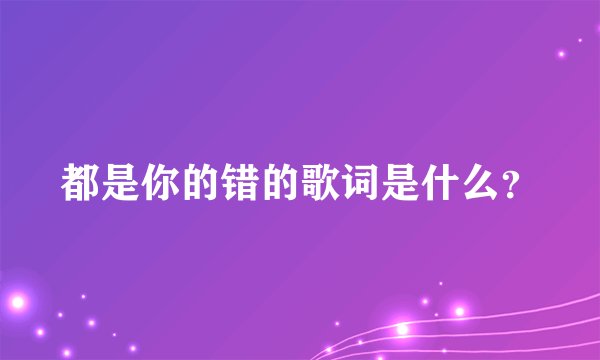 都是你的错的歌词是什么？
