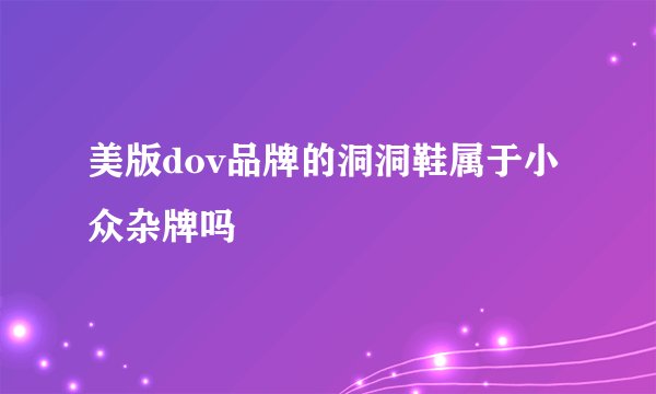 美版dov品牌的洞洞鞋属于小众杂牌吗